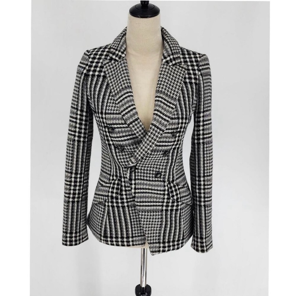 White House Black Market Double-Breasted Plaid Blazer Size:2